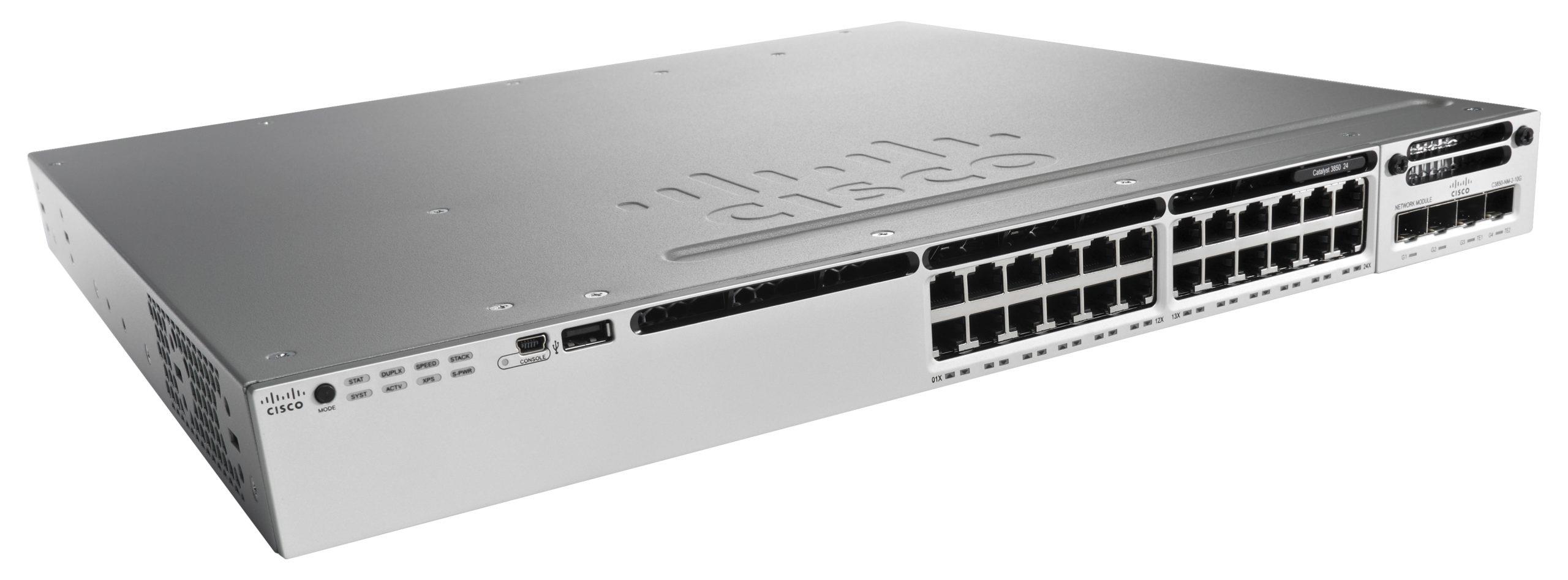 SWITCH CISCO WS-C3850-24P-S 24-Ports Gigabit POE+ 1x PSU 715W (P/N: PWR-C1-715WAC) w/ Rkmnts