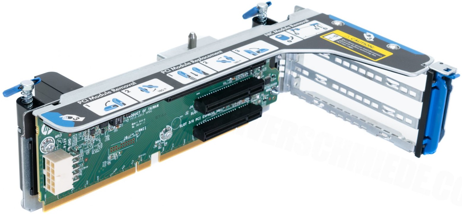 HP RISER CAGE /w RISER BOARD 1x PCI-E x16, 2x PCI-E x8 FOR HP DL380/DL380P/385 G8 F.P.