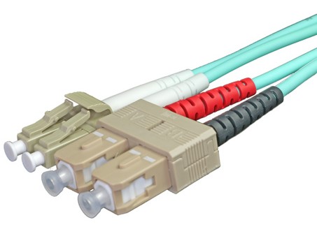 DUPLEX AQUA LSOH FIBRE PATCH LEAD OM3 50/125 LC-SC 5M