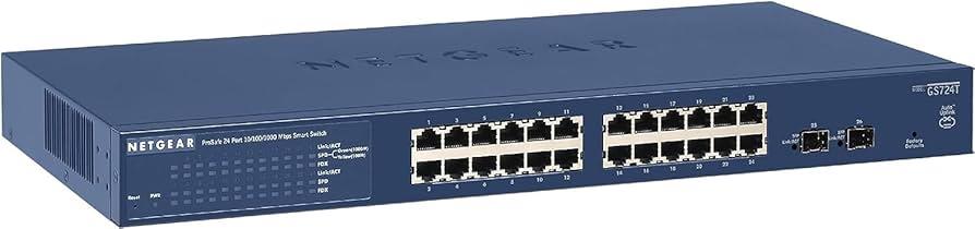 SWITCH NETGEAR PROSAFE SMART SWITCH GS724T 24-Ports Gigabit (2) 1G SFP without/ Rkmnts