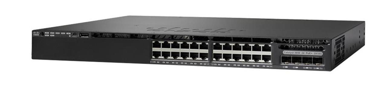SWITCH CISCO WS-C3650-24PD-S 24-Ports Gigabit (2) 10G SFP or (4) 1GB SFP POE+ 1x PSU 640W (P/N: PWR-C2-640WAC) w/ Rkmnts