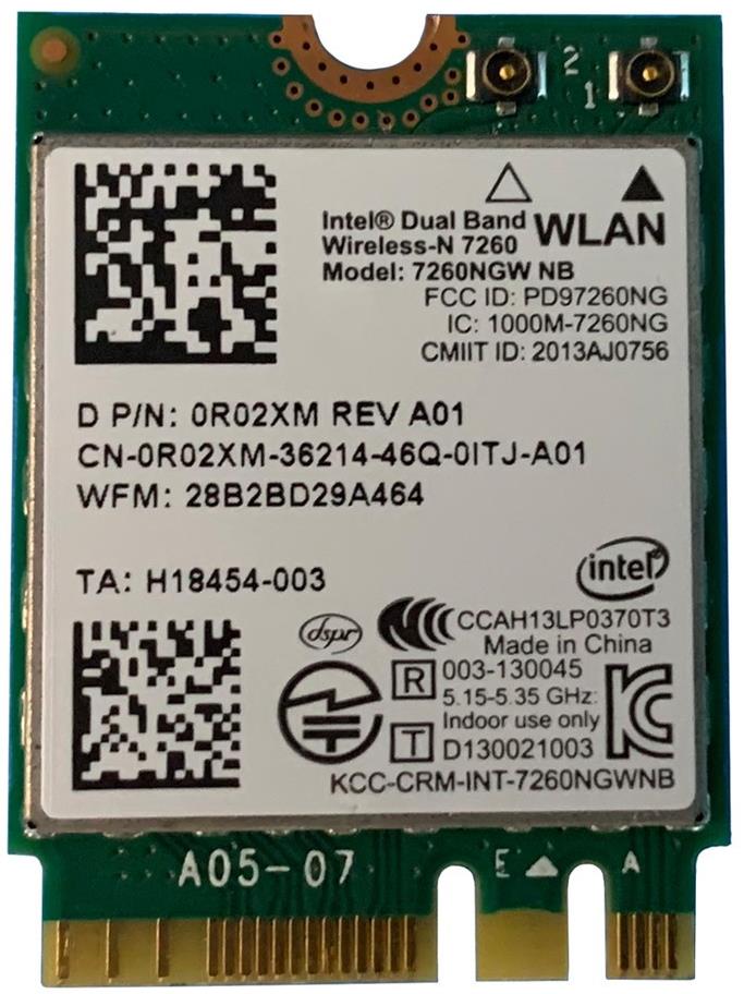 INTEL WIRELESS CARD 7260 WLAN WIFI 802.11 ac/a/b/g/n + BLUETOOTH 4.0 DUAL BAND
