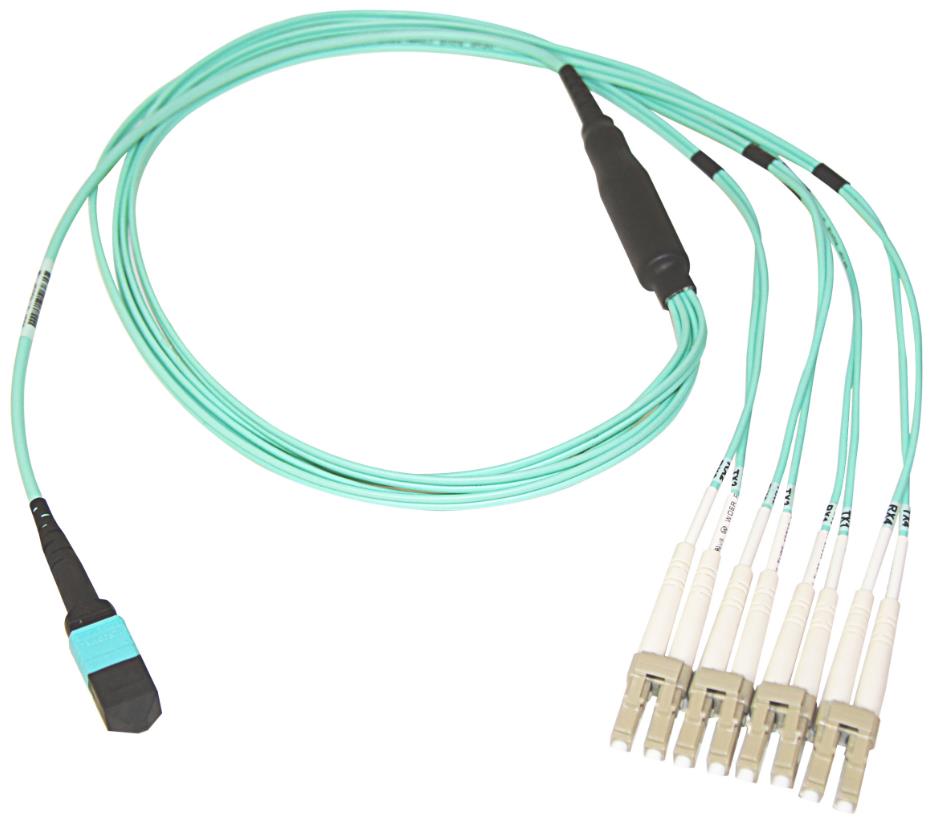 STOK-HY3M-00-A01 Multimode Fiber Optic 50 µm 3M OM3 MTP - 4 LC Duplex NEW
